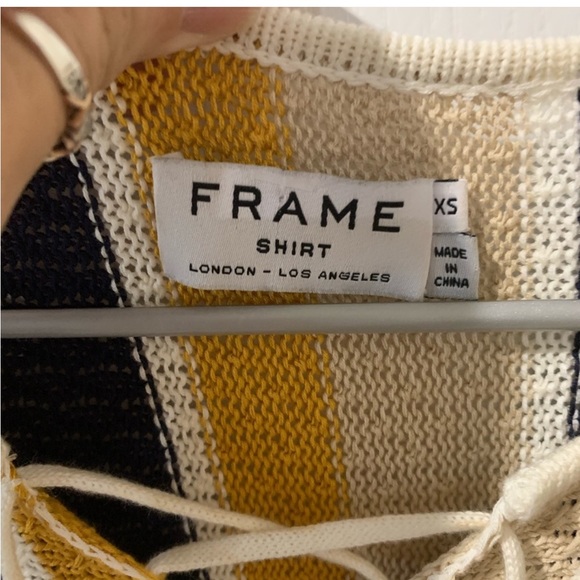 Frame Denim Le Lace Up Shirt Dress in Multi Stripe Knit - Picture 3 of 7